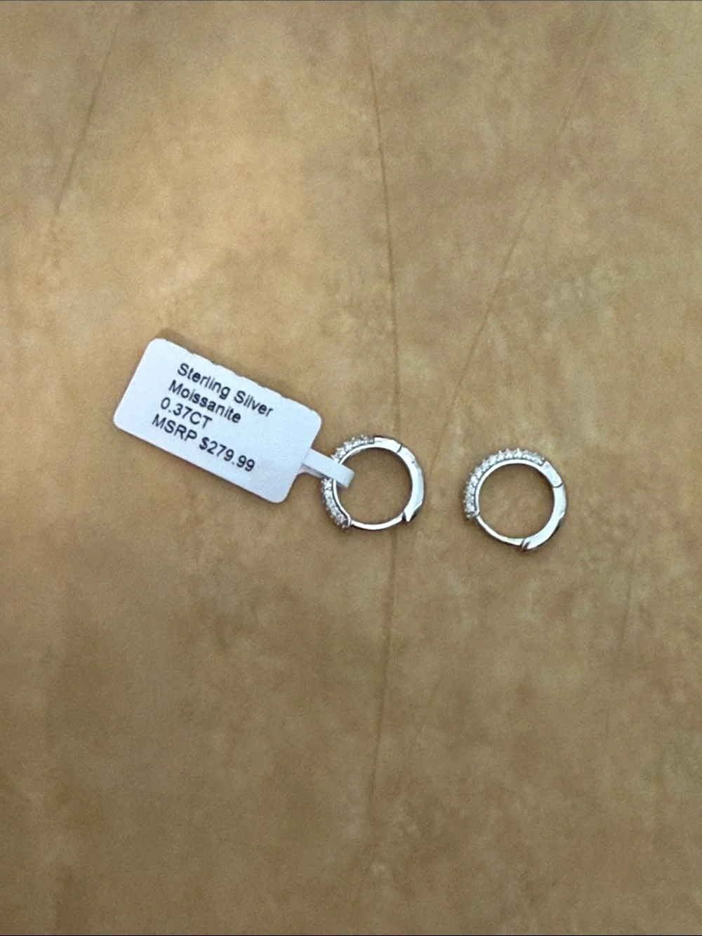 Sterling Silver Hoop Earrings with Moissanite Accents